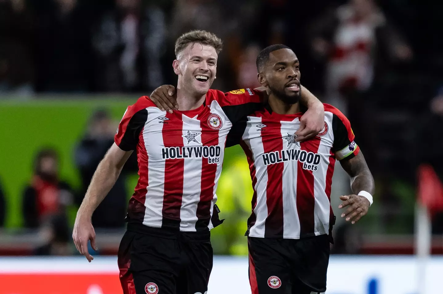 Ivan Toney and Nathan Collins of Brentford. (