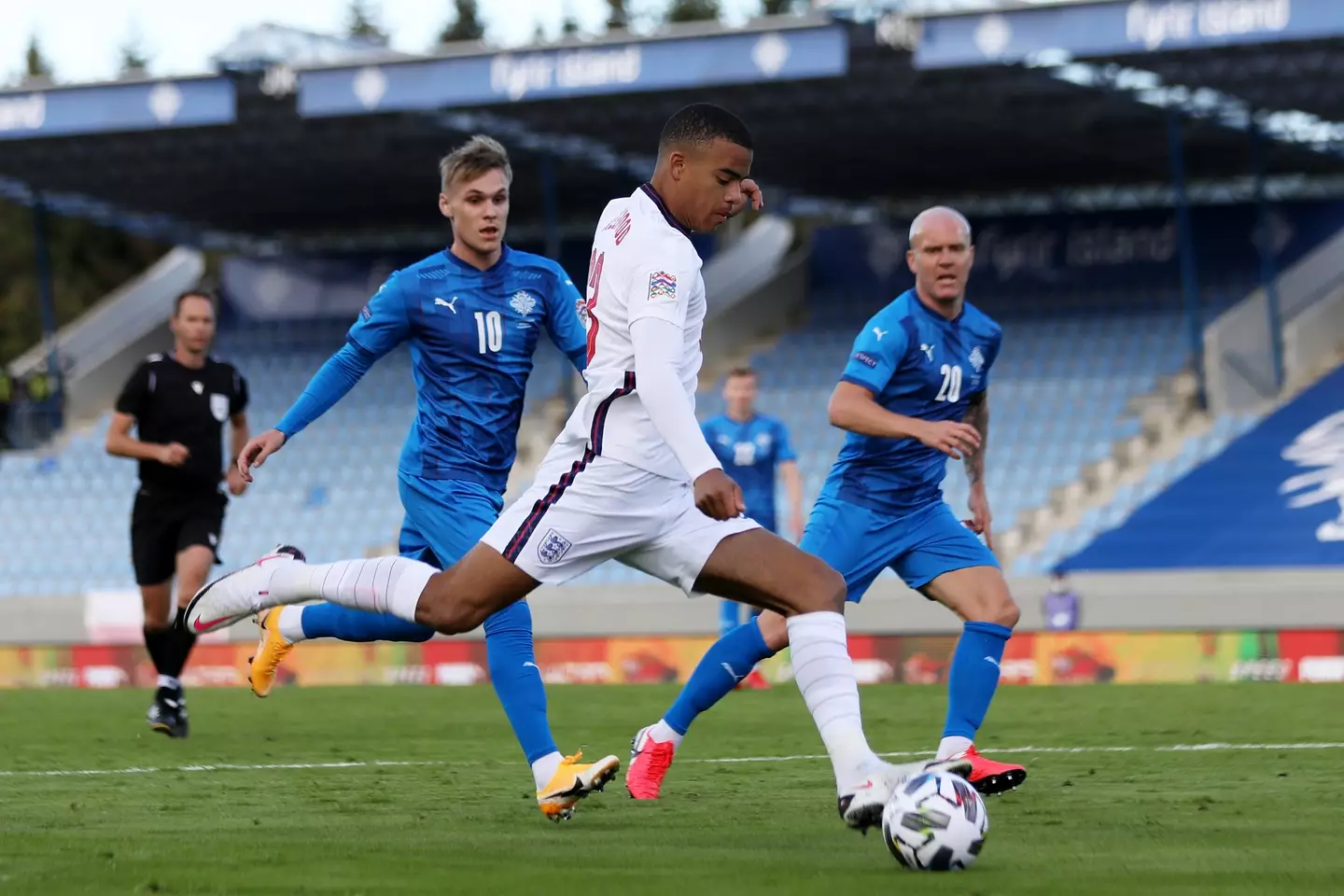Mason Greenwood in action for England in 2020. Image: Getty