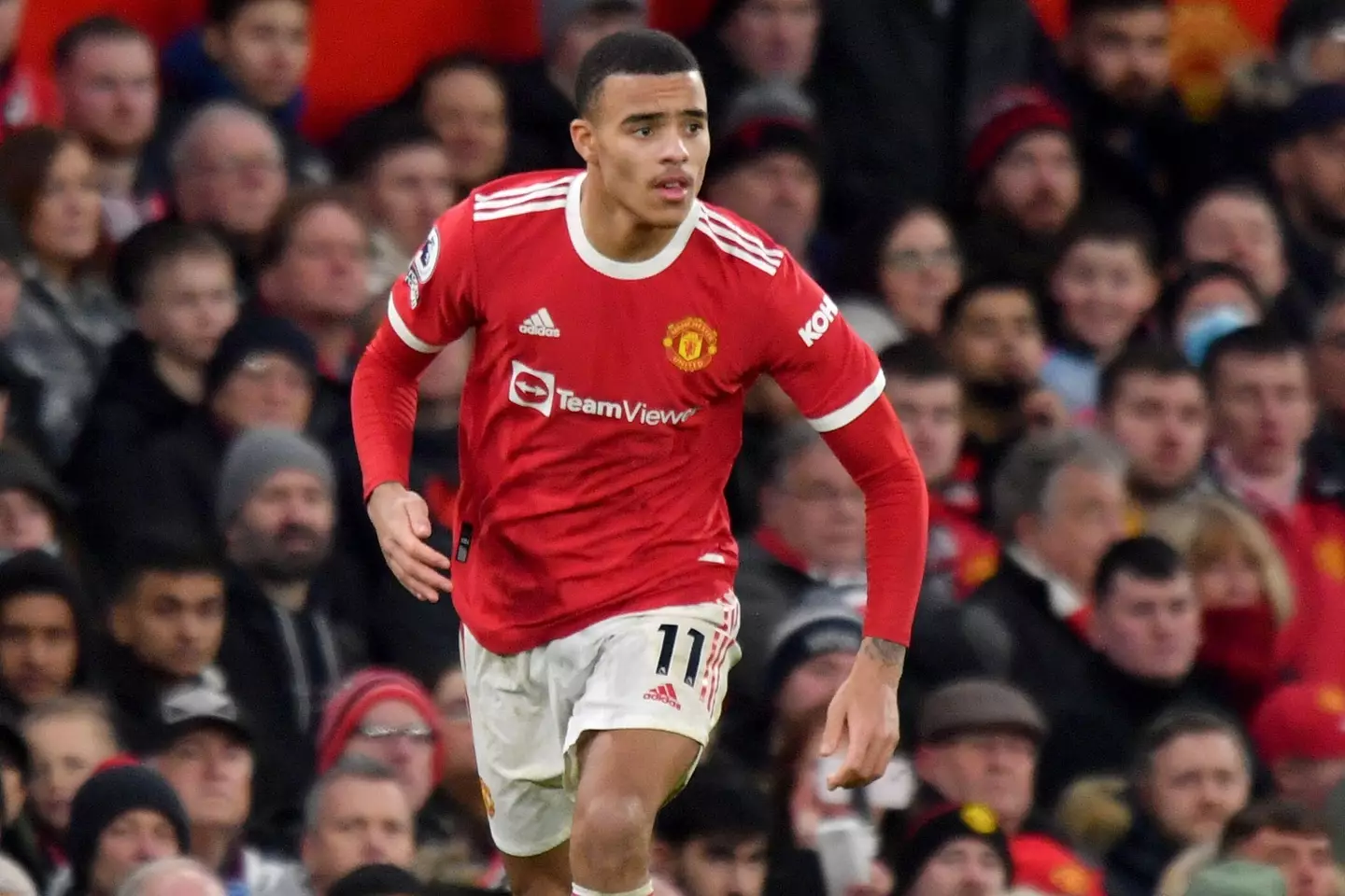 Mason Greenwood in action for Manchester United. Image: Getty 