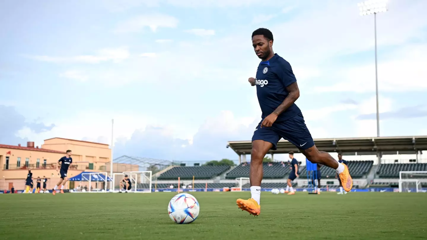 Raheem Sterling in training for Chelsea during pre-season. (Chelsea FC)