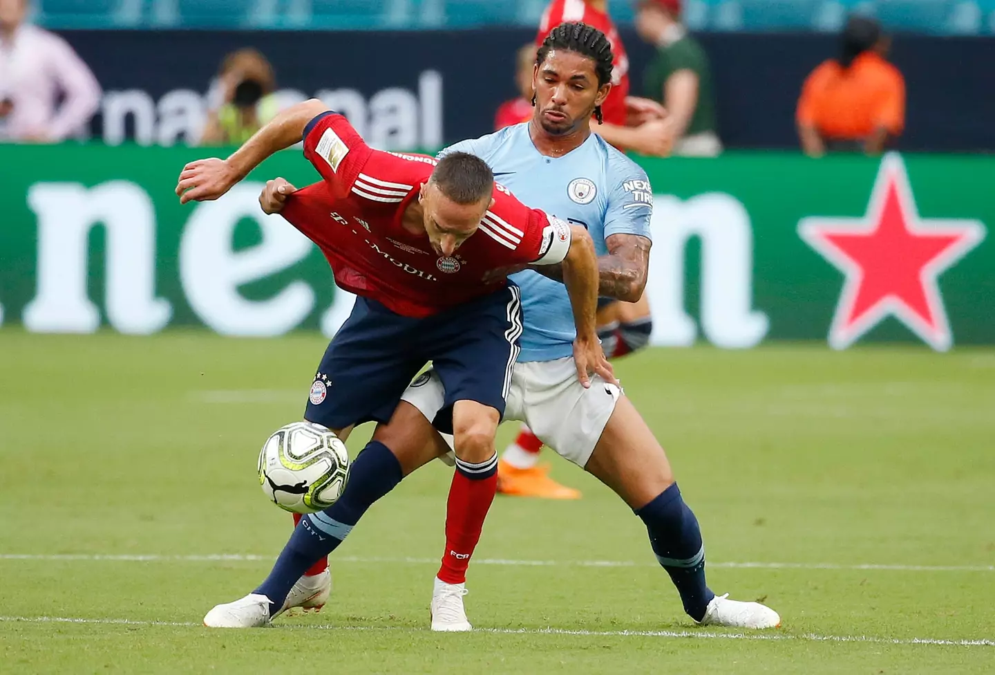 Luiz playing a pre-season friendly overseas for City in 2018. (Image