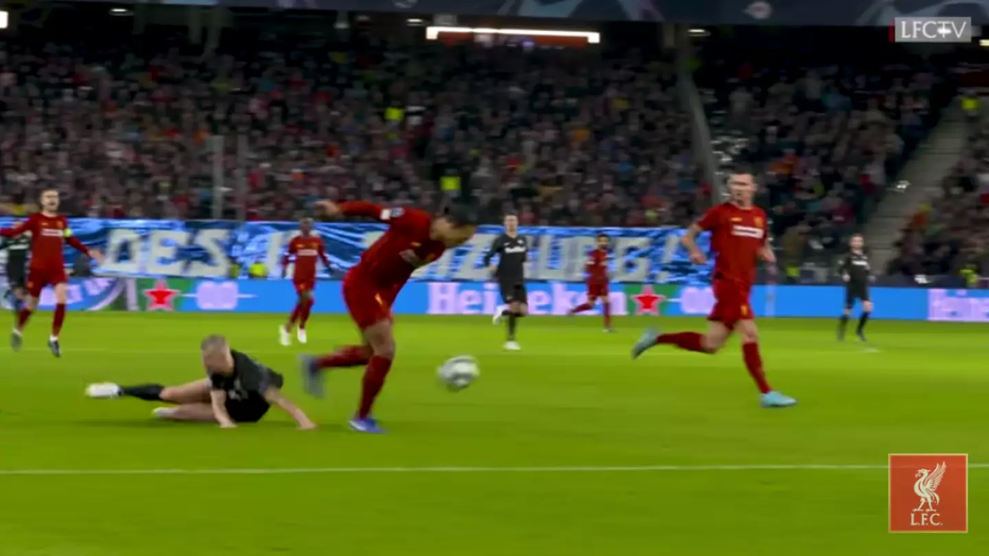 Sending the soon to be City striker to the ground. Image: YouTube