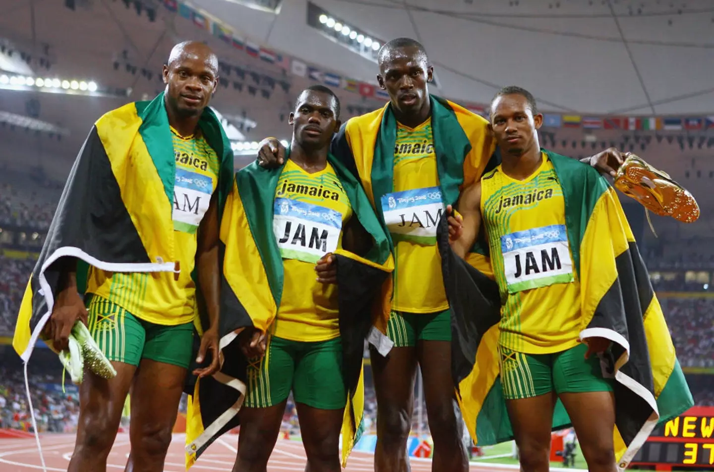 The 2008 Jamaican Olympic 4 x 100m team (Credit:Getty)