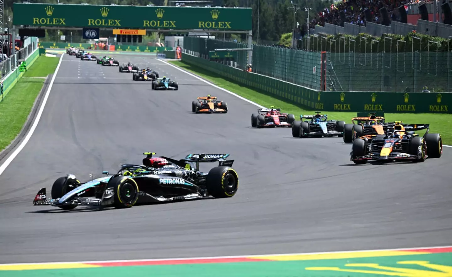 Charles Leclerc (not pictured) leads Lewis Hamilton, Sergio Perez and Oscar Piastri at the Belgian GP -