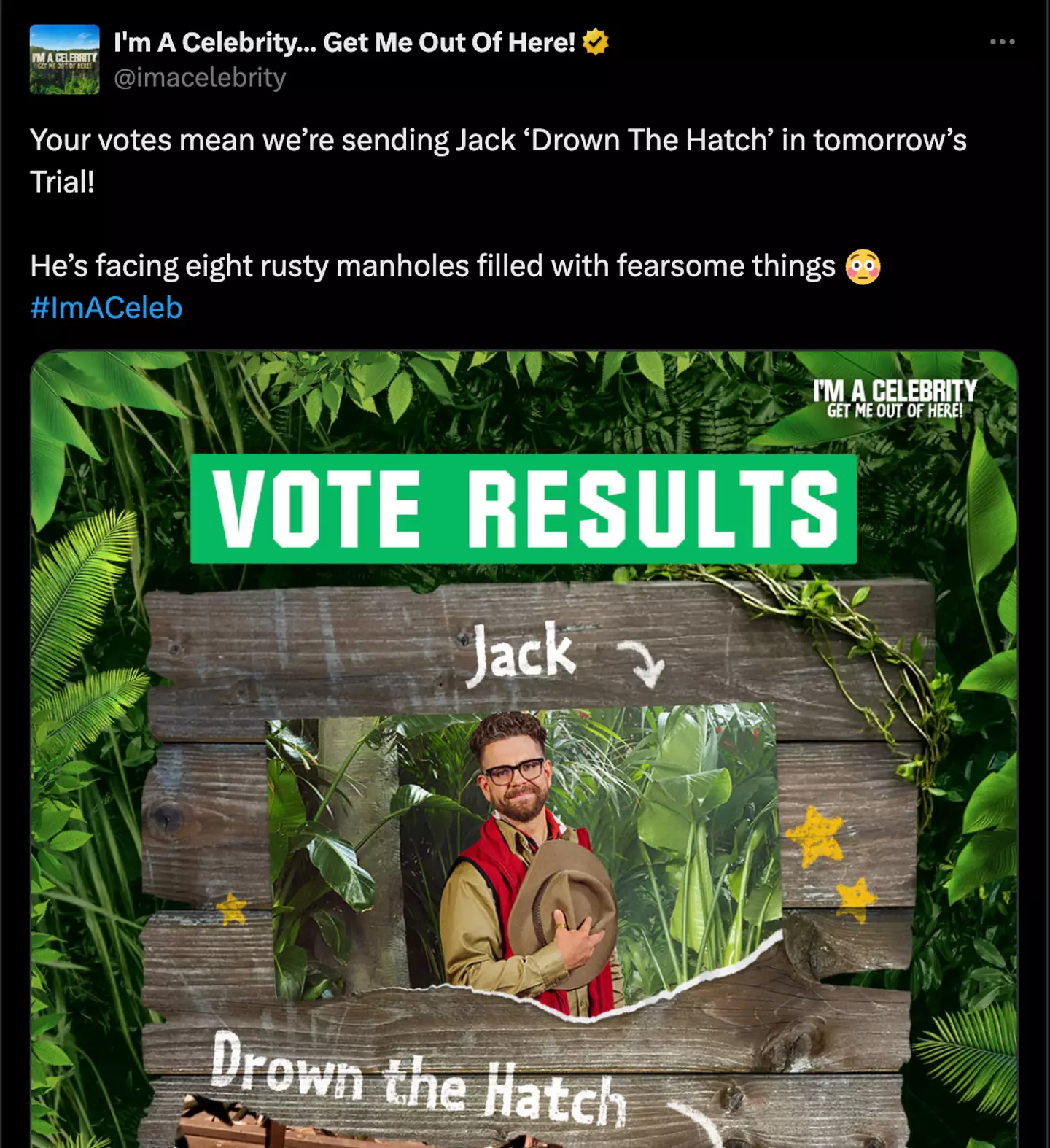 Image: I'm A Celebrity/Twitter