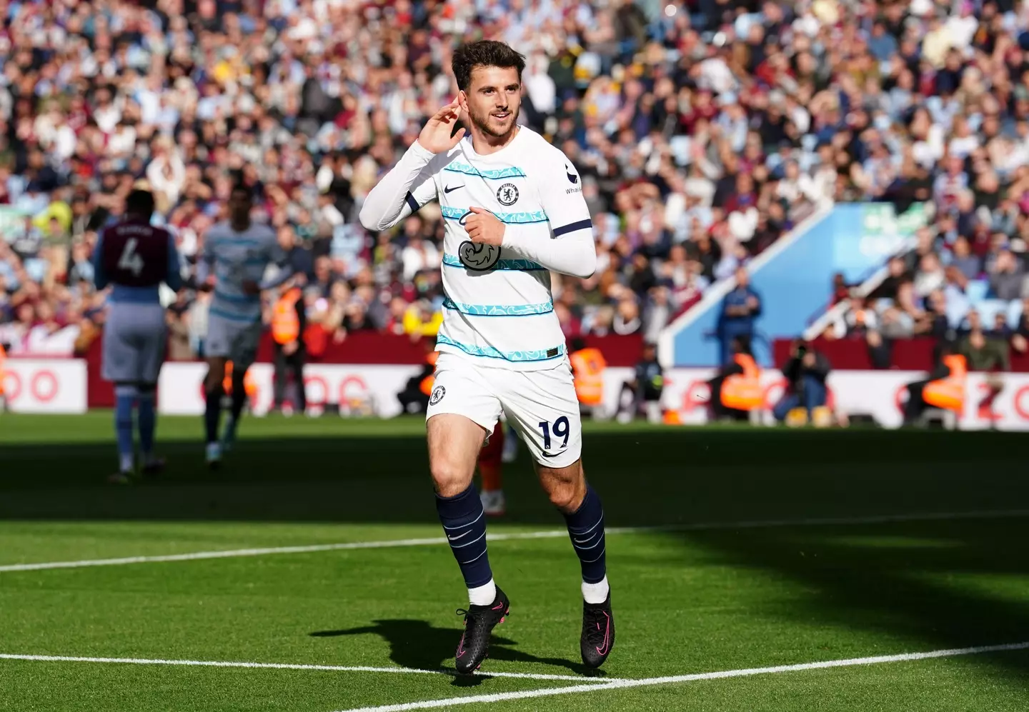 Chelsea's Mason Mount celebrates scoring their side's first goal of the game during the Premier League match at Villa Park. (Alamy)