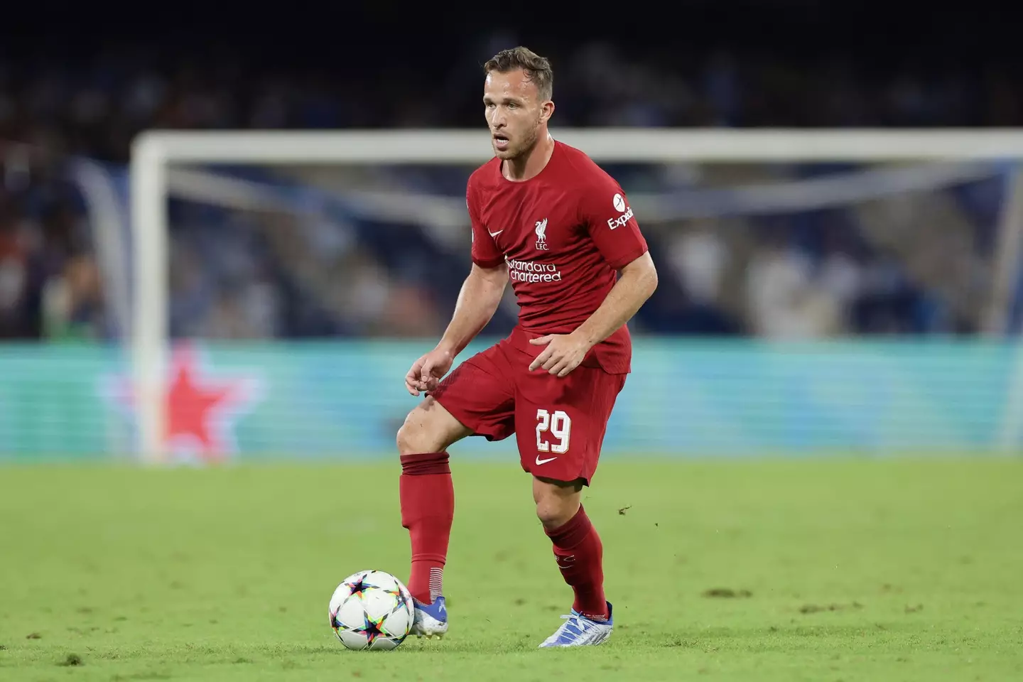 Arthur Melo in action for Liverpool. Image: Alamy 