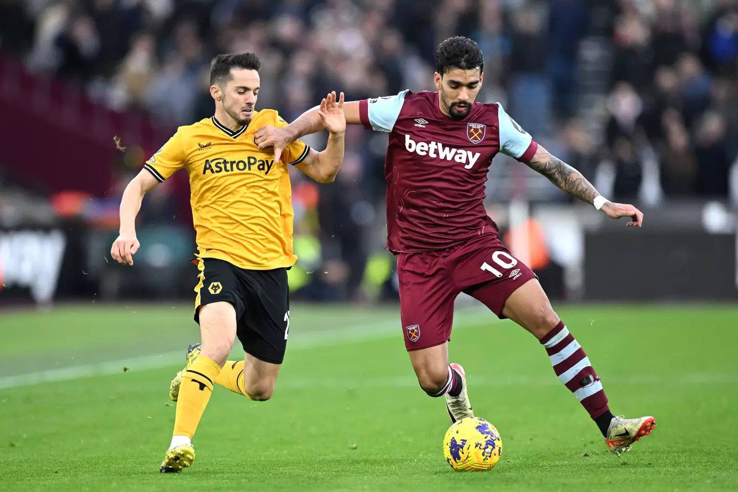 Lucas Paqueta in action for West Ham United. Image: Getty