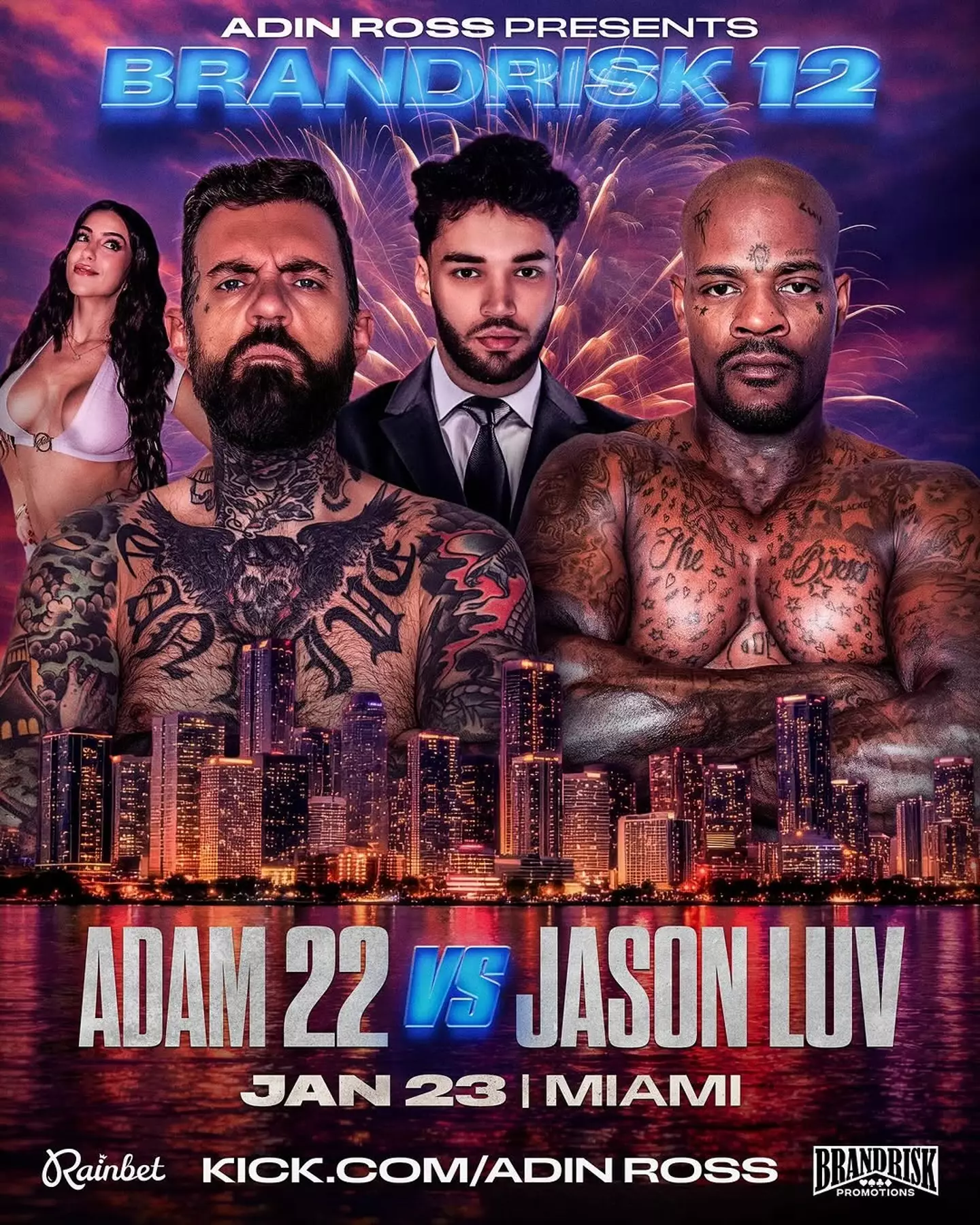 Adam22 and Jason Luv will main event the Brand Risk Promotions card in Miami on Friday. Image: Brand Risk