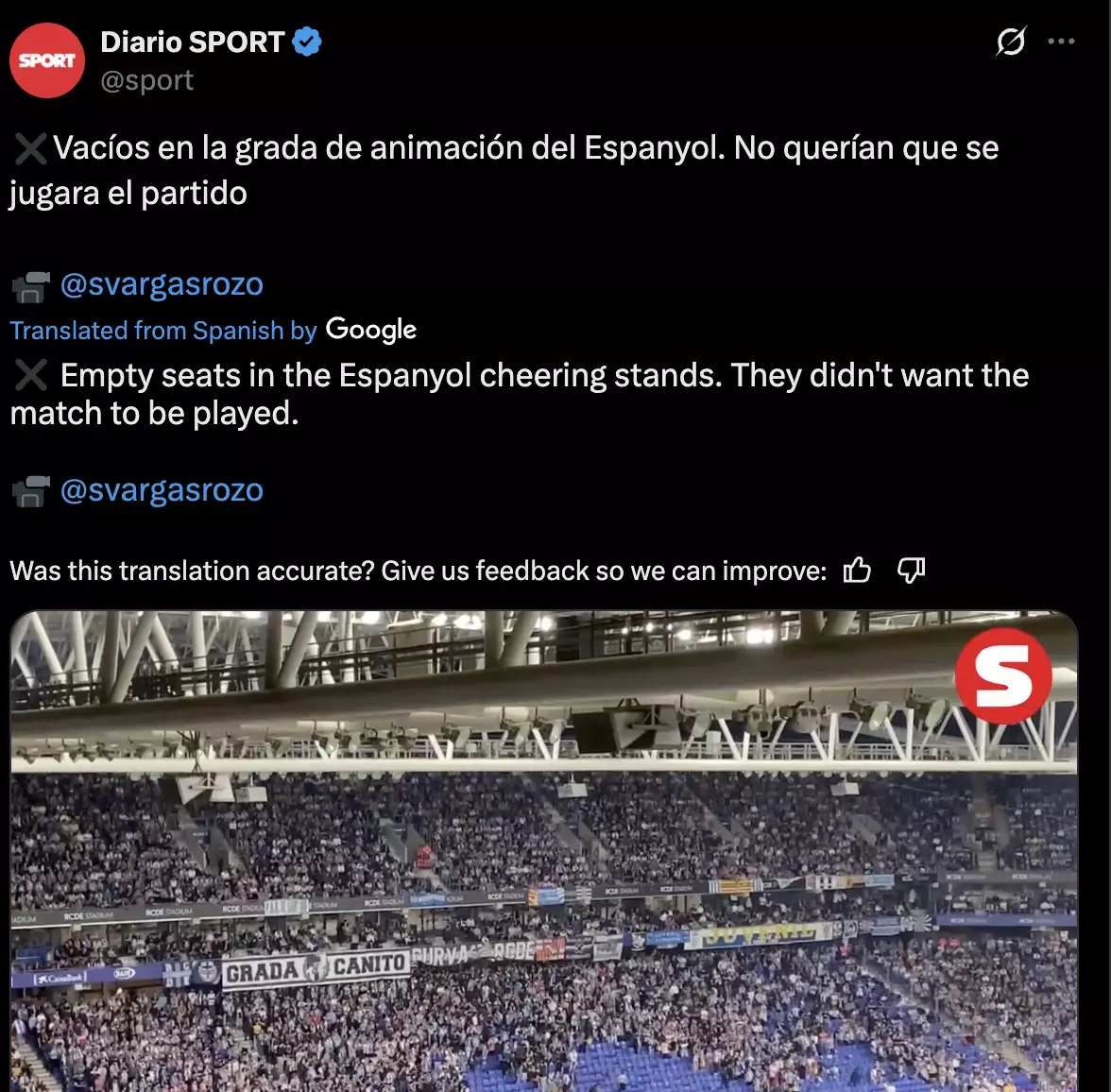 Image: SPORT/Twitter