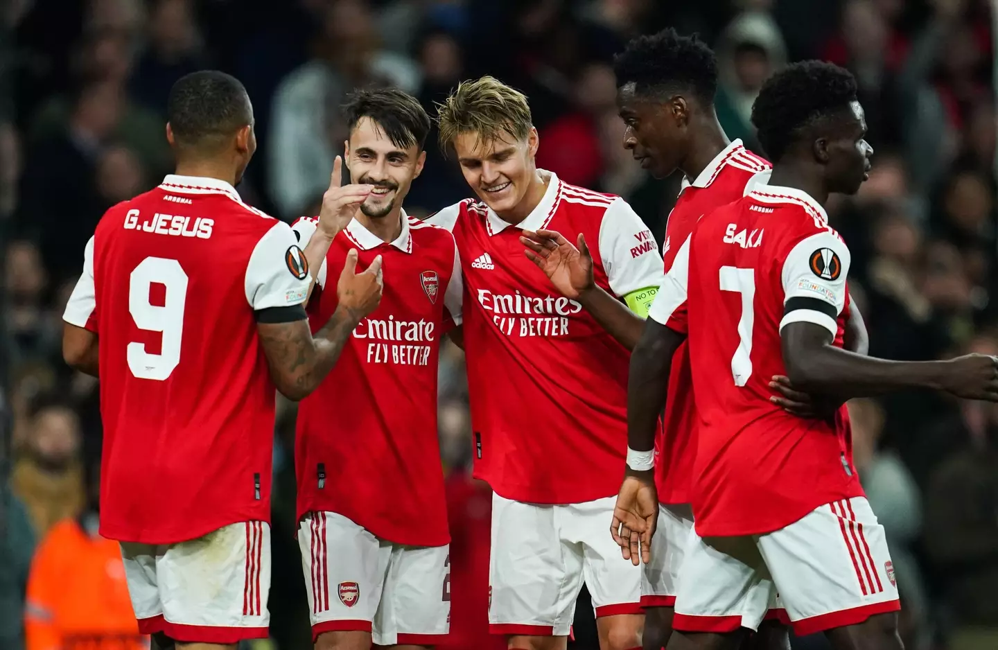 Arsenal players following Thursday's 3-0 victory over Bodo/Glimt. (Image