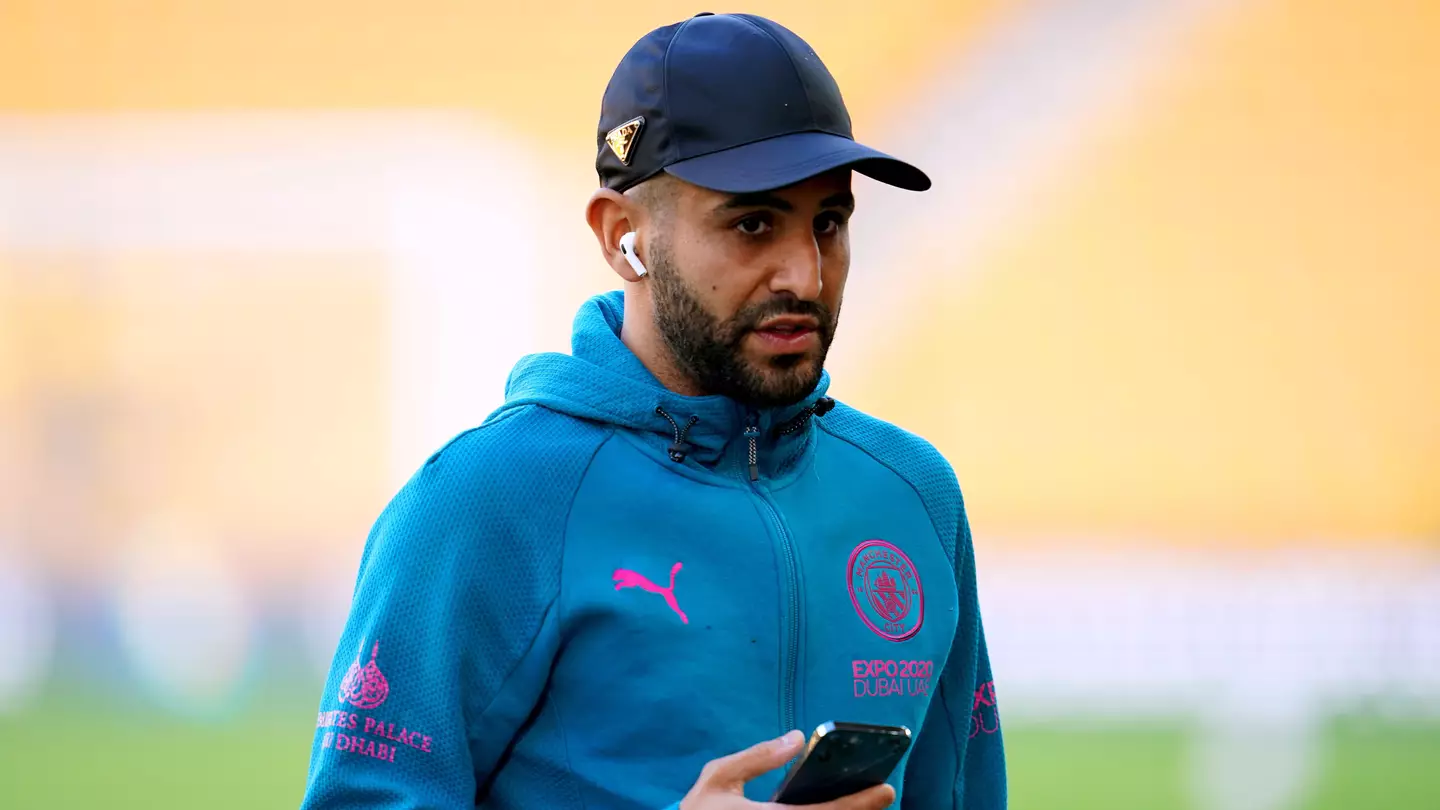 Riyad Mahrez in action for Manchester City.