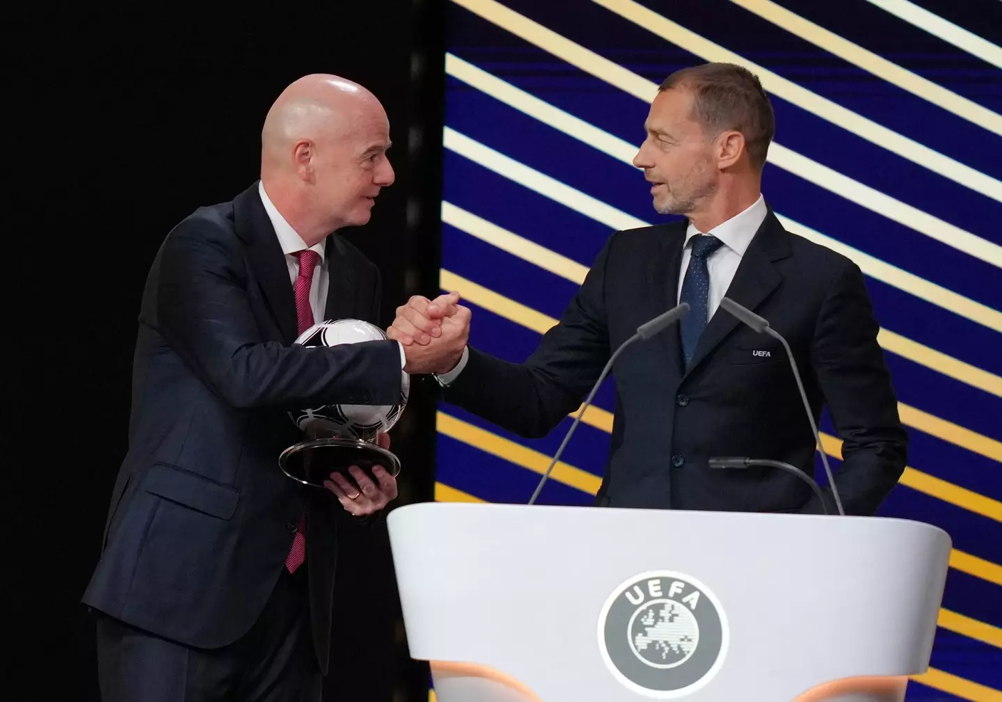 Ceferin and Infantino were on stage at the Congress. Image: Getty