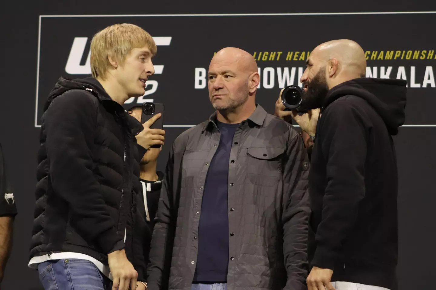 Paddy Pimblett and Jared Gordon face off ahead of their bout at UFC 282. Image: Alamy