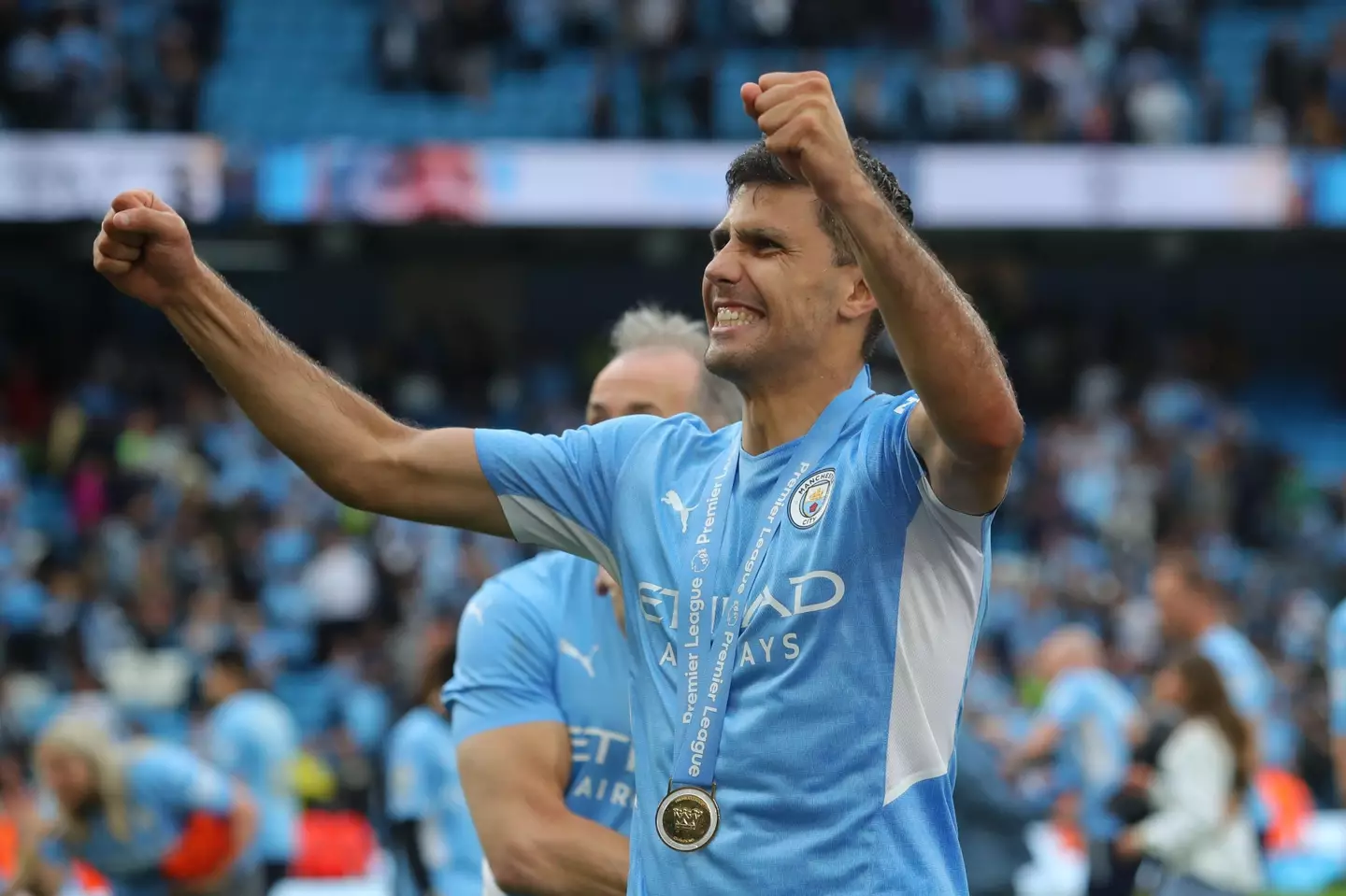 Rodri celebrates winning the Premier League (Xinhua / Alamy)