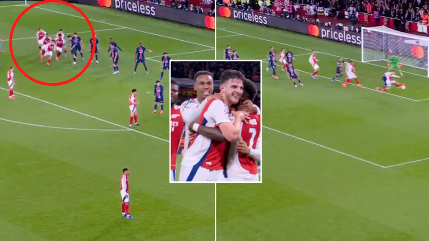 Fans blown away by Arsenal's 1000 IQ free kick tactic against PSG