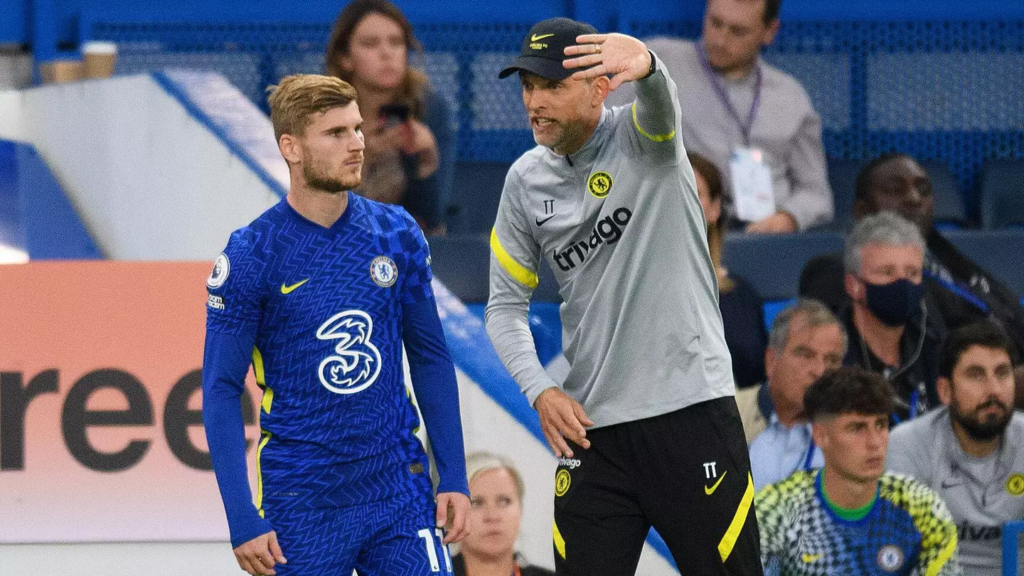 Timo Werner and Thomas Tuchel on the sidelines for Chelsea. (Alamy)