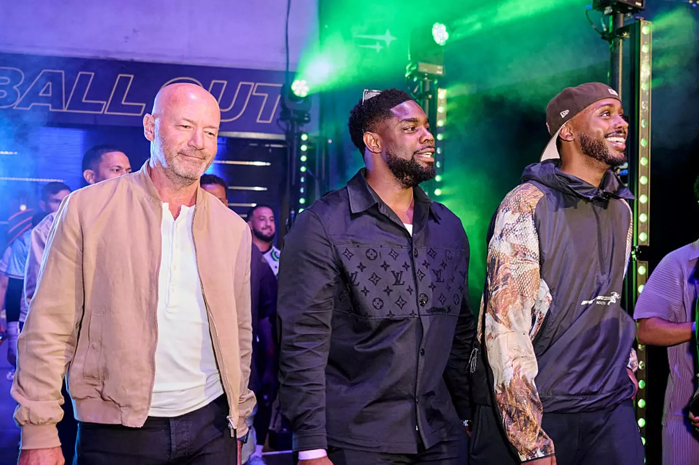Alan Shearer, Micah Richards and Sharky during Baller League (Credit:Getty)