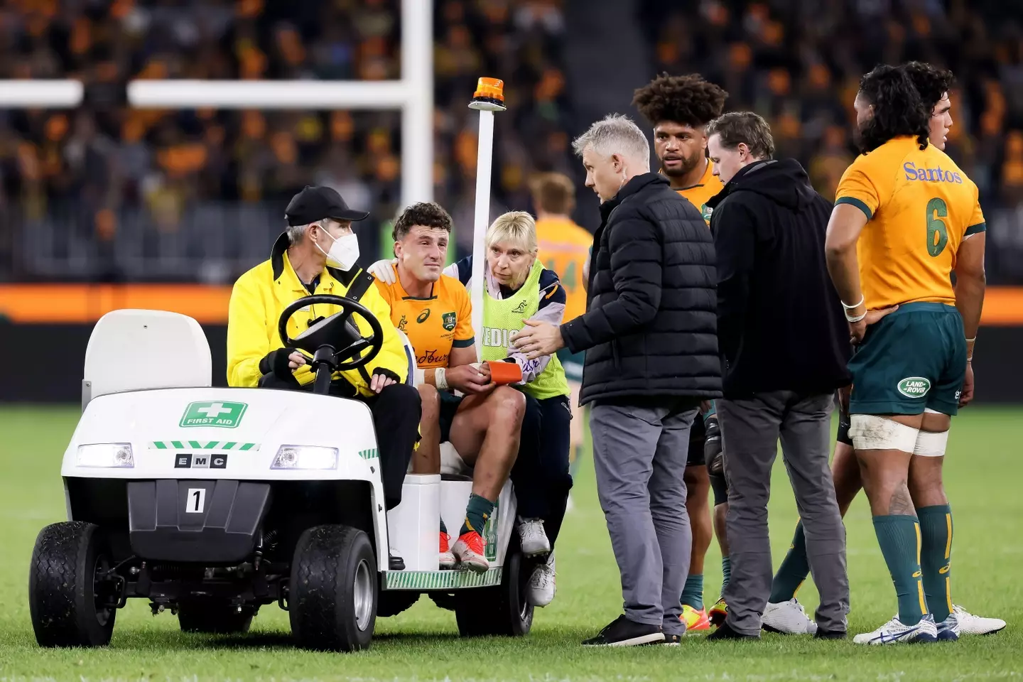 Banks appeared calm as he was taken from the field of play (Image: Alamy)