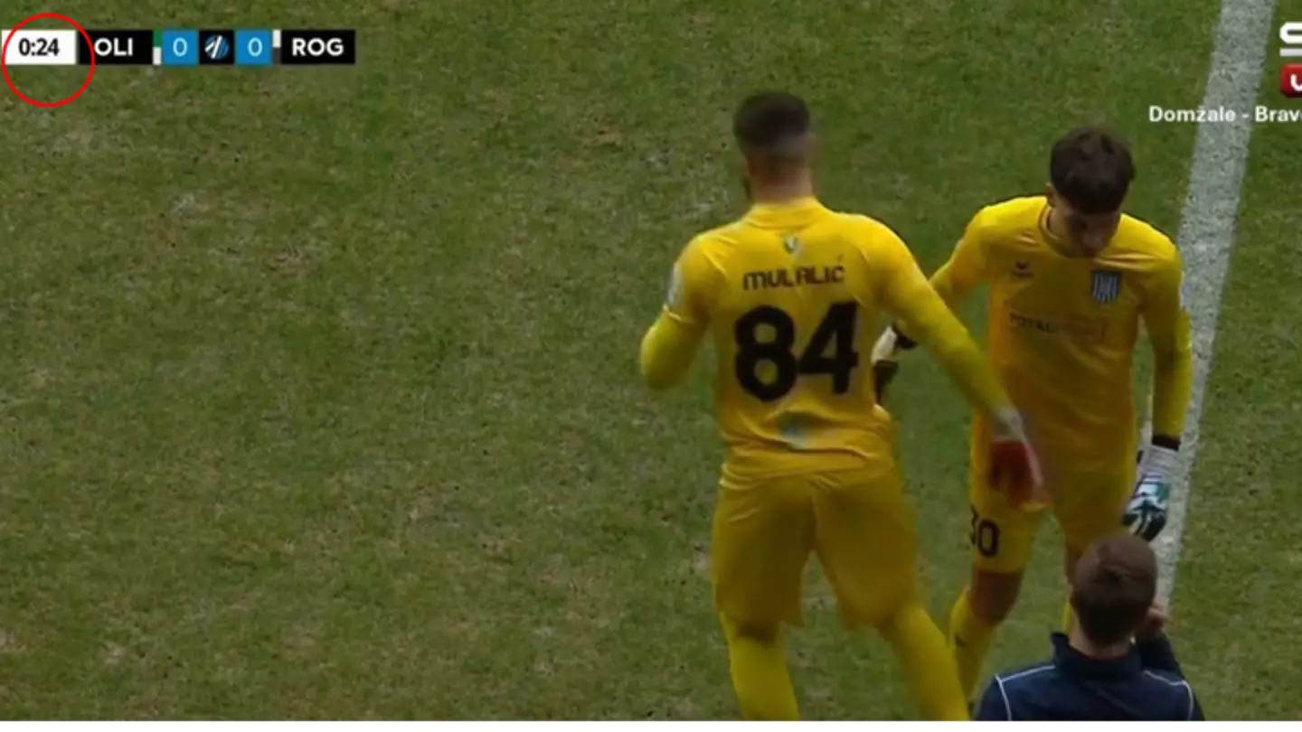 Slovenian team substitute their goalkeeper after just 20 seconds for brutal reason