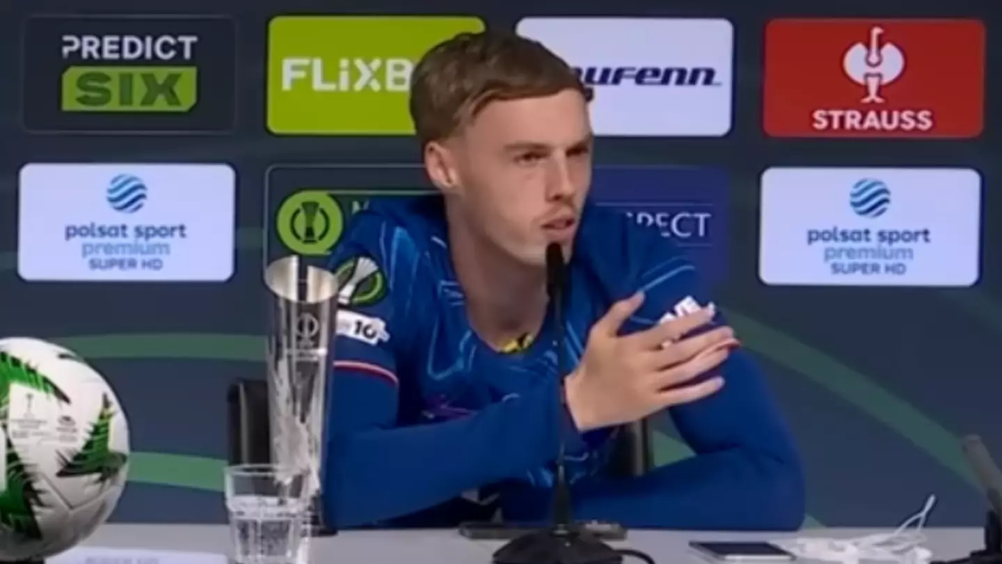 Cole Palmer breaks the internet by totally violating Chelsea teammate sat right next to him in Conference League press conference