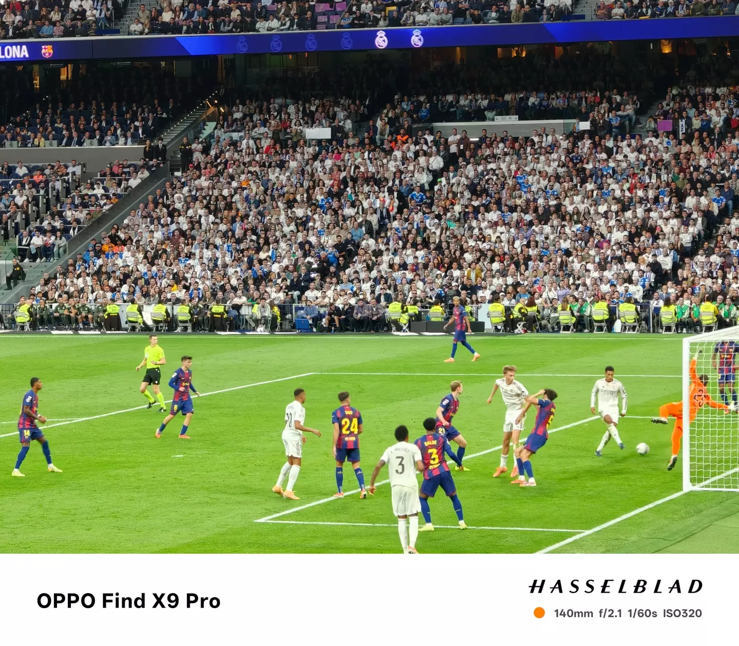Jude Bellingham restores Real Madrid's lead from close range. Image credit: OPPO Find X9 Pro.
