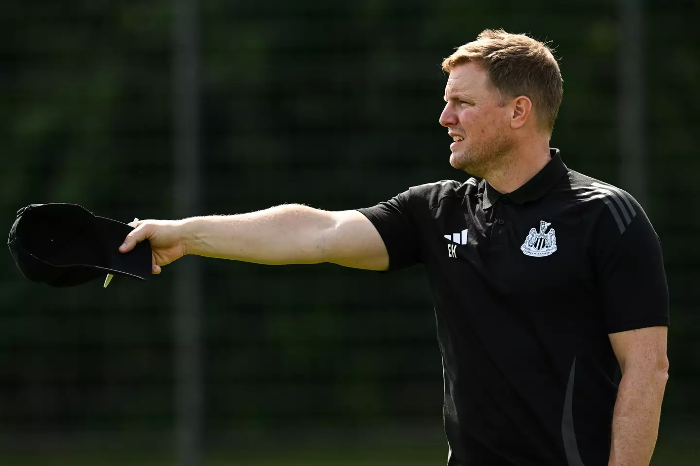 Eddie Howe during a pre-season Newcastle United training session. Image: Getty