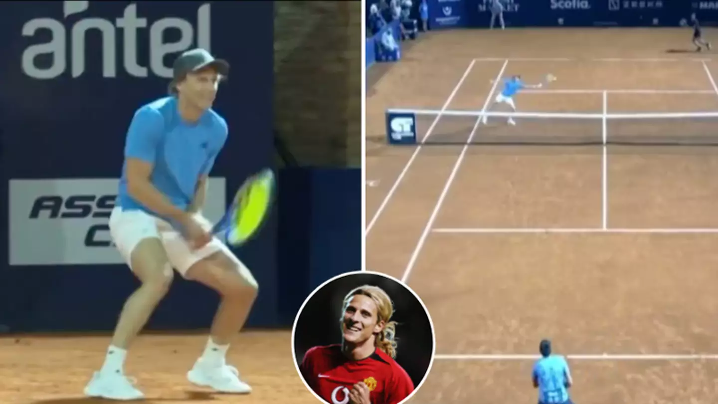 Diego Forlan suffers loss on pro tennis debut as fans react to compilation of Man Utd star in action