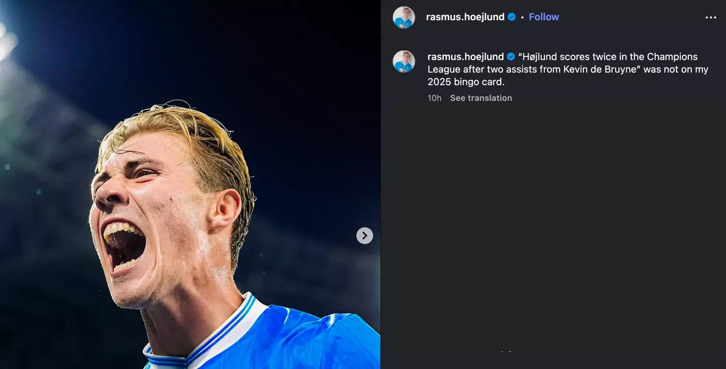 Rasmus Hojlund on Instagram (Image: Instagram/@rasmus.hoejlund)