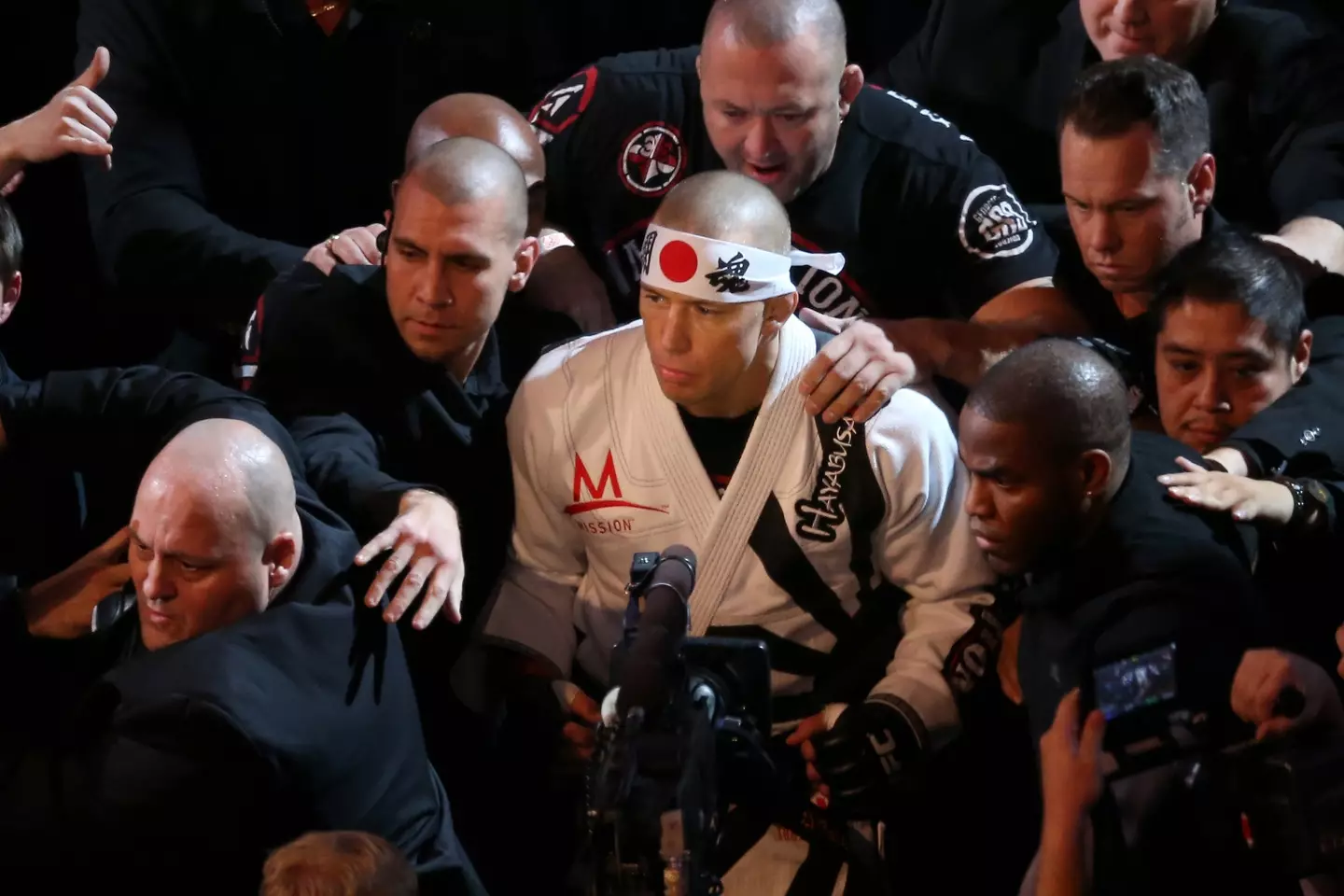 Georges St-Pierre makes his walk to the Octagon. Image: Getty
