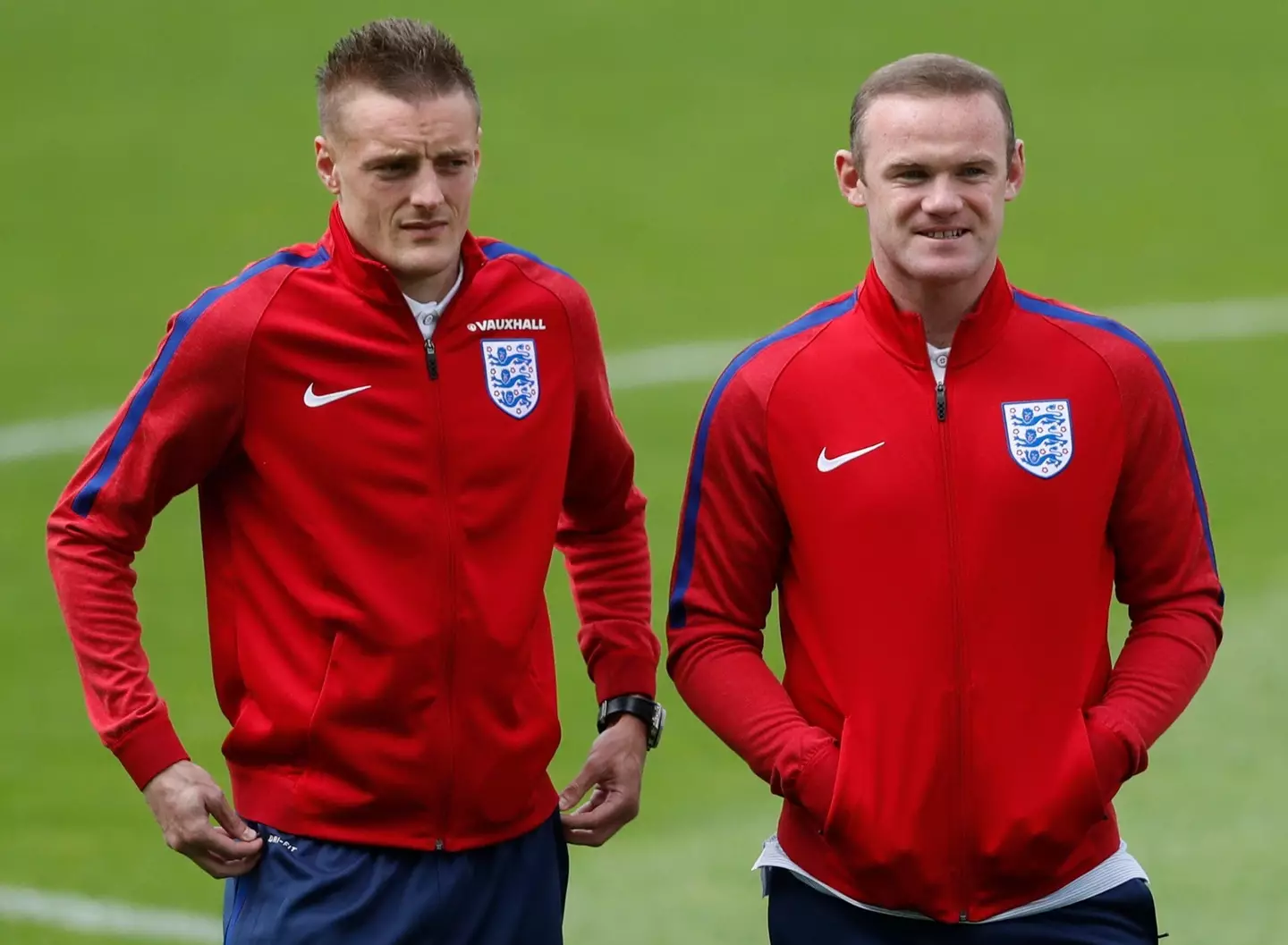 Jamie Vardy and Wayne Rooney during Euro 2016, image credit - Alamy