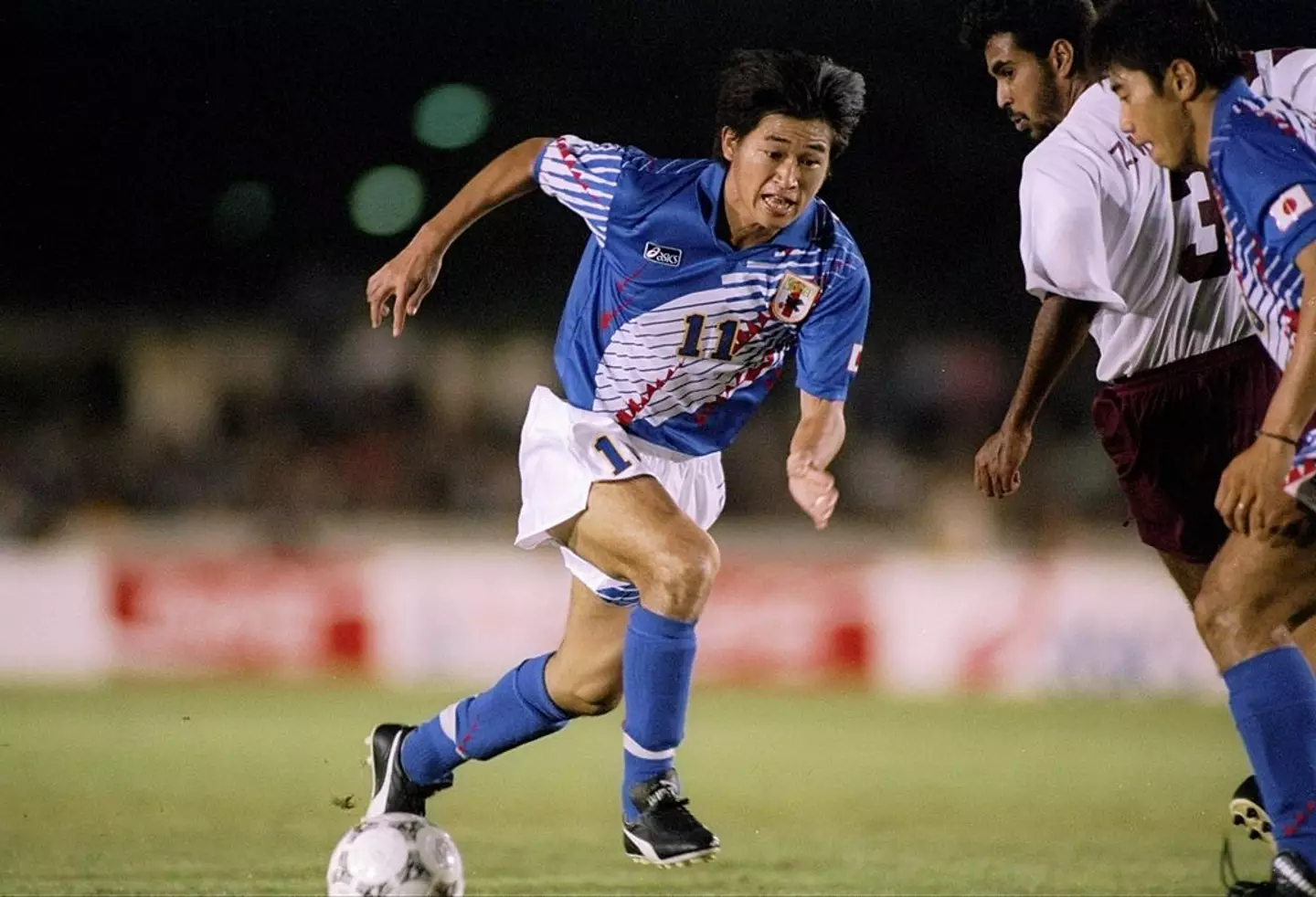 Kazuyoshi Miura in action for Japan in 1994 (Credit:Getty)