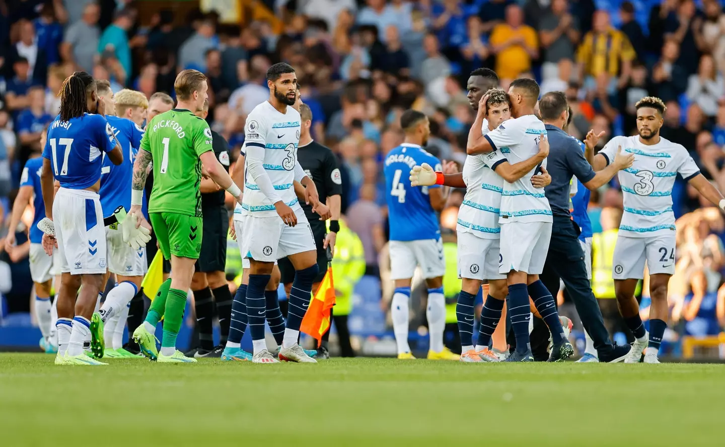 Chelsea celebrate their win against Everton. (Alamy)