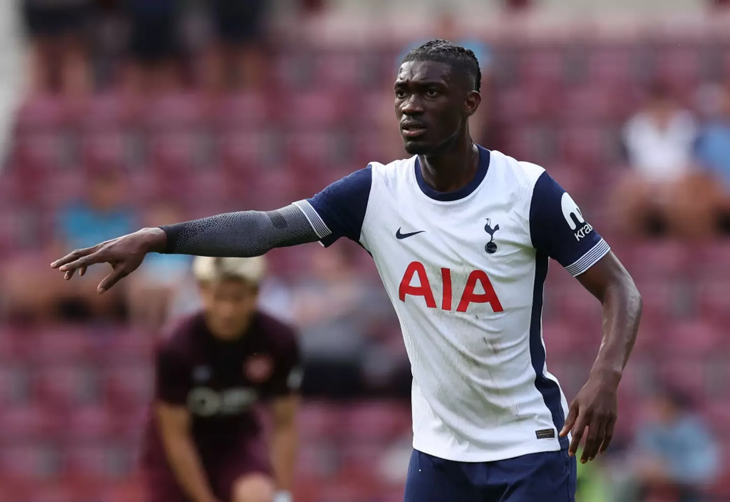 Yves Bissouma in action for Spurs during a pre-season friendly against Hearts -