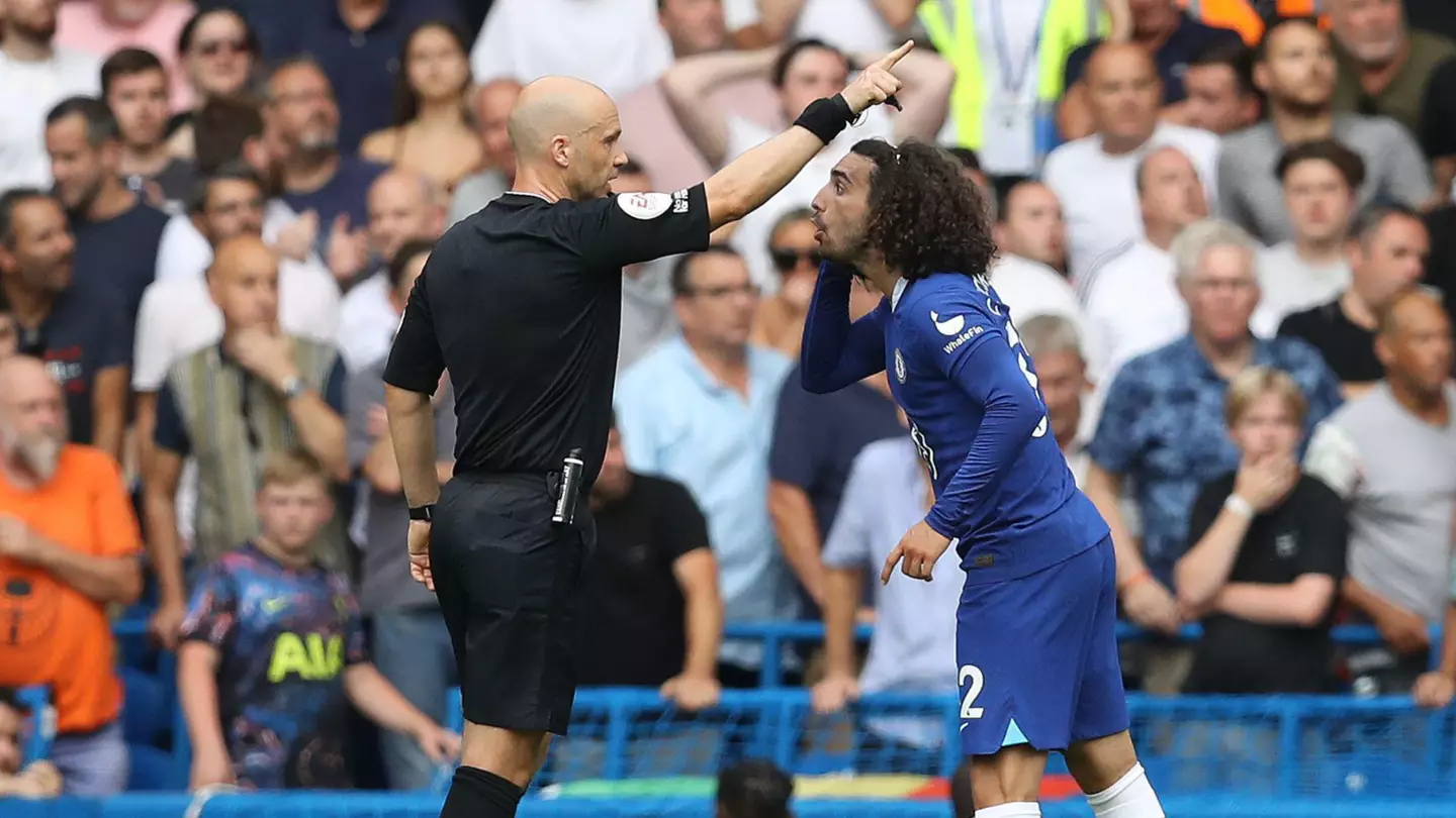 Marc Cucurella complains to referee Anthony Taylor. (Alamy)