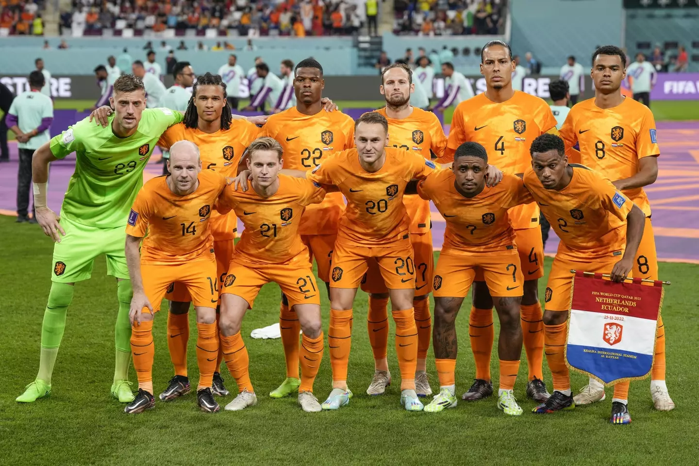 The Netherlands team prior to Friday's 1-1 draw with Ecuador. (Image