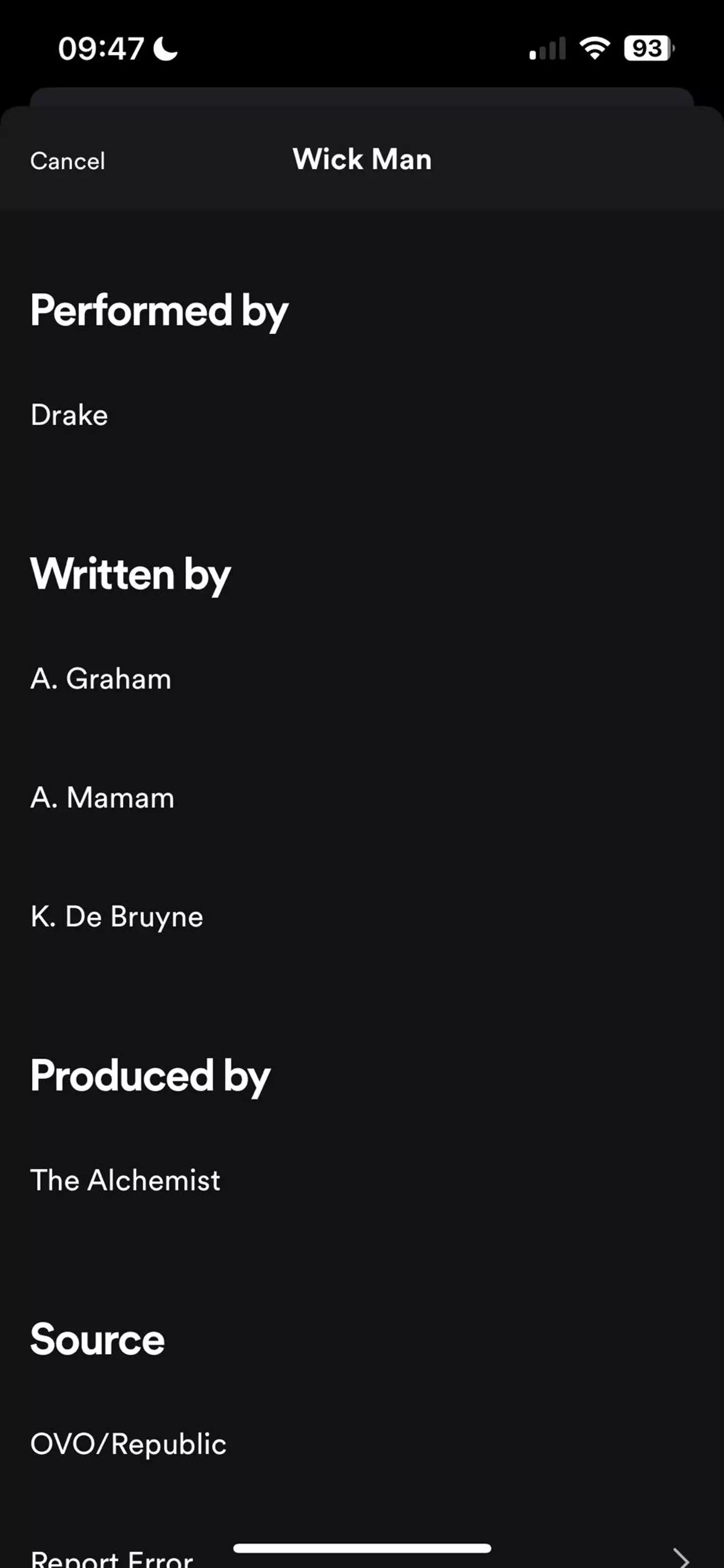 K. De Bruyne is listed as a writer on 'Wick Man'. (Image