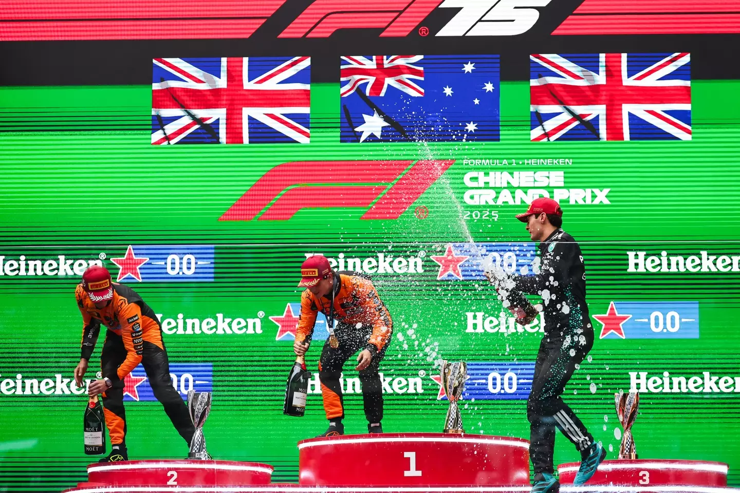 Lando Norris and George Russell finished in the top three at the Chinese Grand Prix. Image: Getty