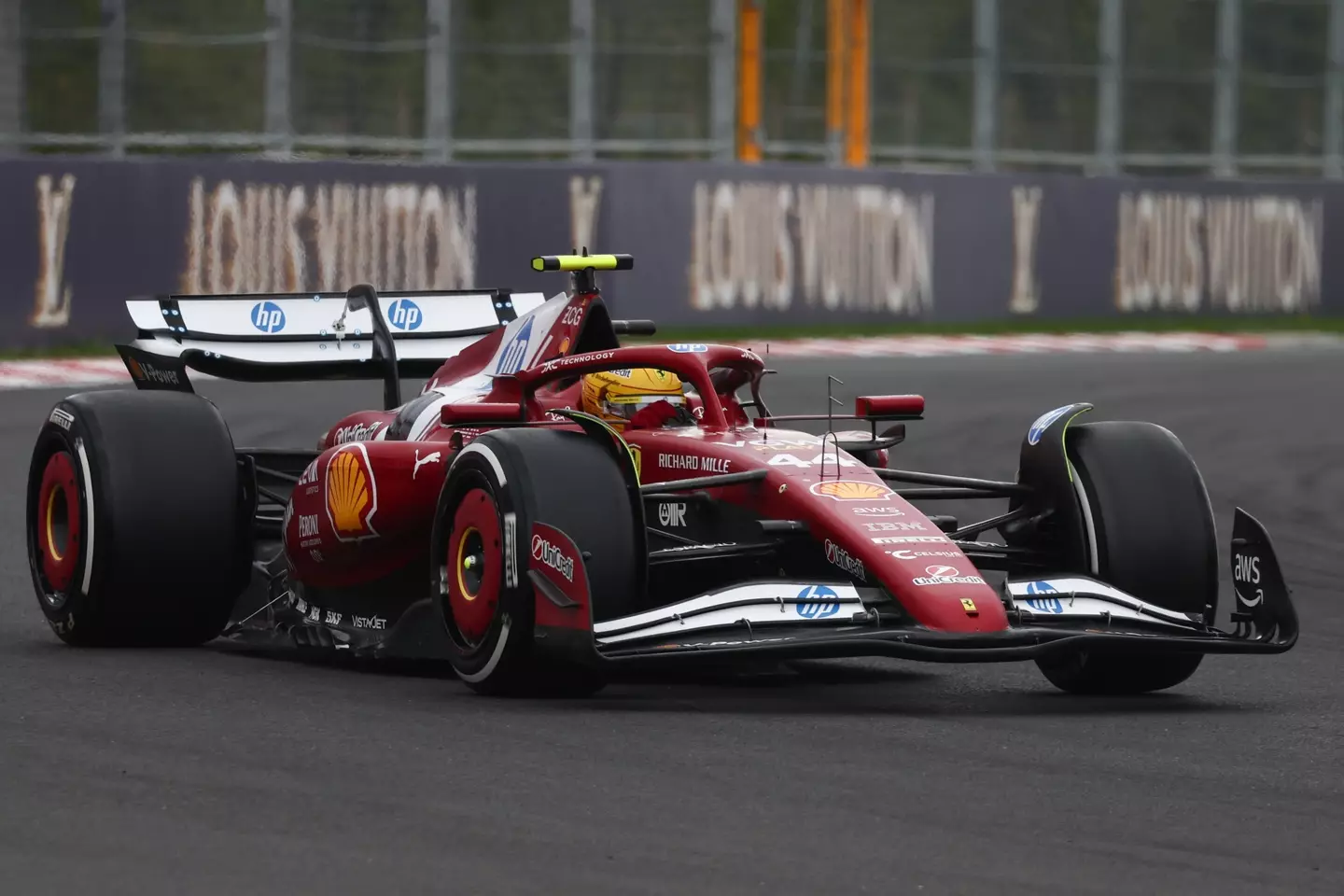 Lewis Hamilton in action for Ferrari during the Hungarian Grand Prix. Image: Getty