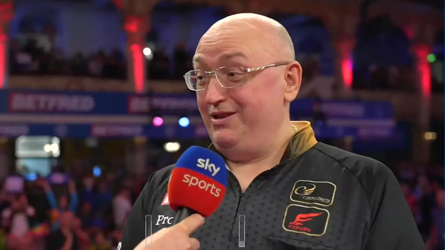 Sky Sports presenter reacts after viral 'hotel room' comment from darts player on live TV