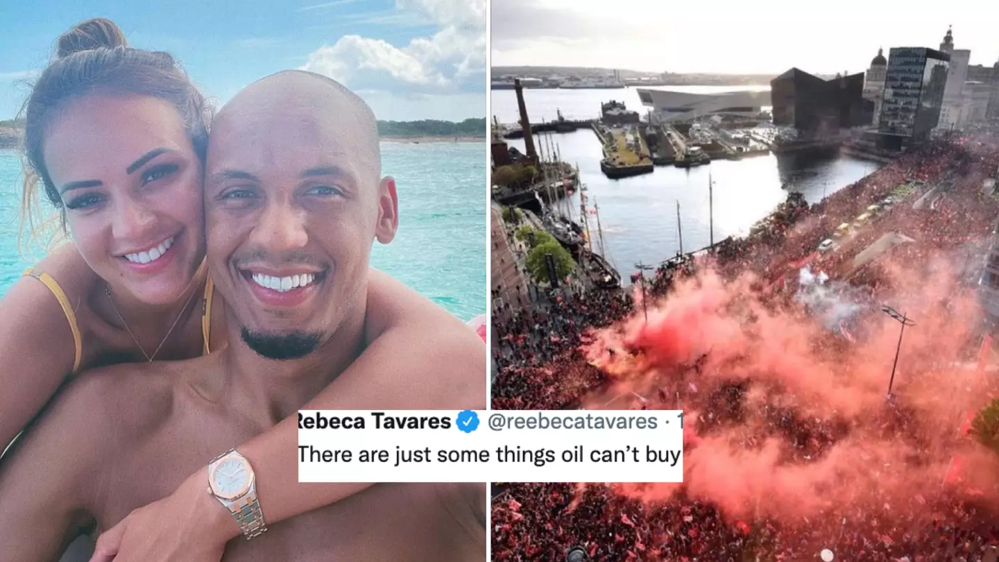 Fabinho's Wife Aims Jibe At Manchester City With 'Just Some Things Oil Can't Buy Tweet' After Liverpool Parade