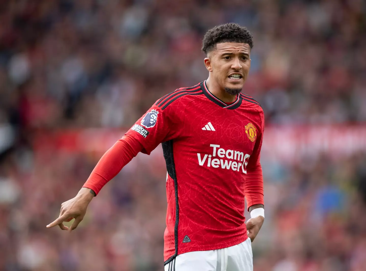 Jadon Sancho in action for Manchester United. Image: Getty 