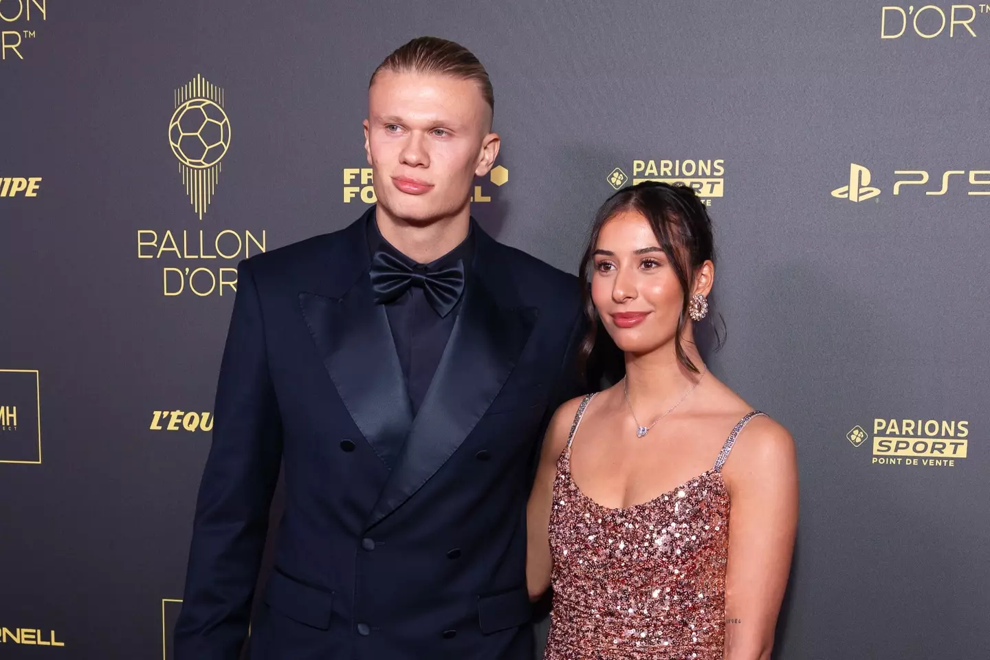 Erling Haaland with Isabel Haugseng Johansen at the Ballon d'Or awards. Image: Getty