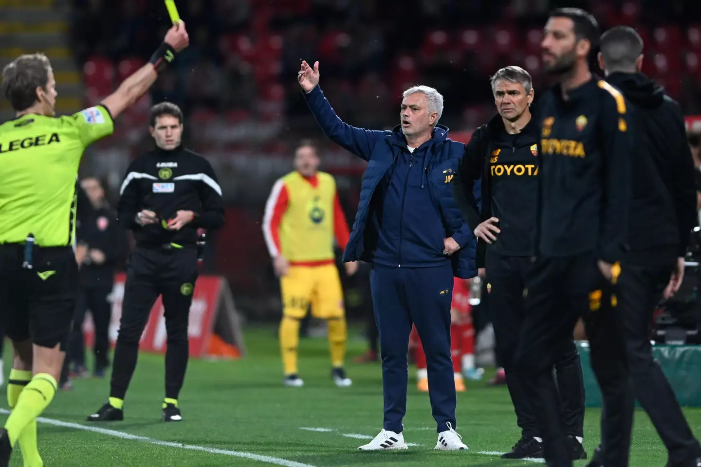 Mourinho was booked during the game. Image: Alamy