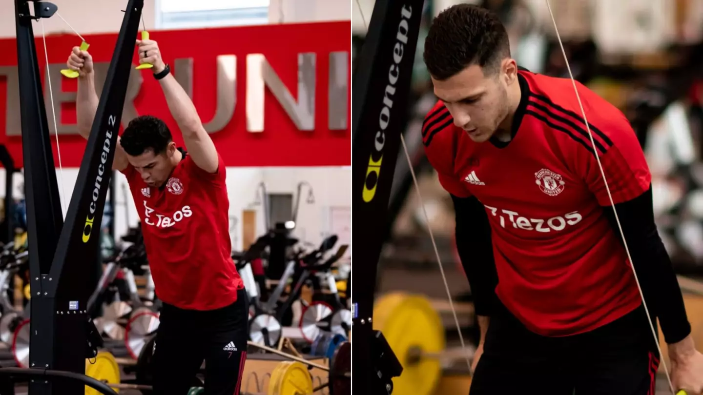 Ronaldo and Dalot working out. Image: Manchester United