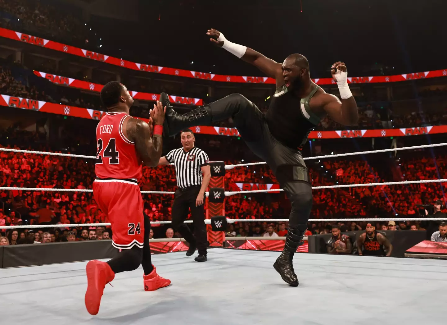 Omos' last appearance in WWE was over a year ago. Image: Getty