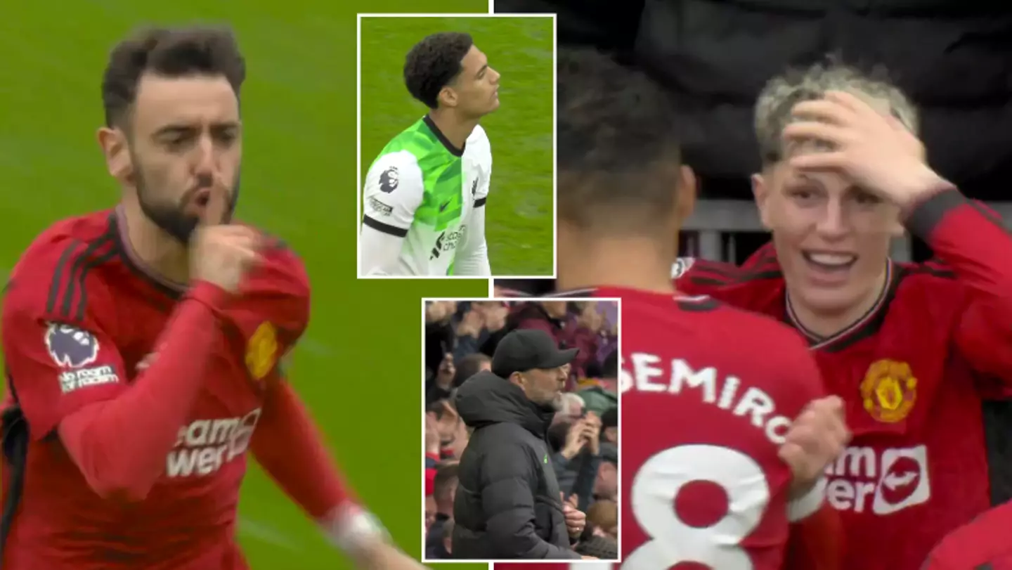 Bruno Fernandes scores incredible goal from centre circle to equalise against Liverpool
