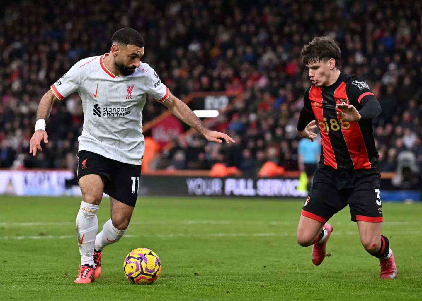 Mohamed Salah and Milos Kerkez during Bournemouth vs Liverpool (Credit:Getty)