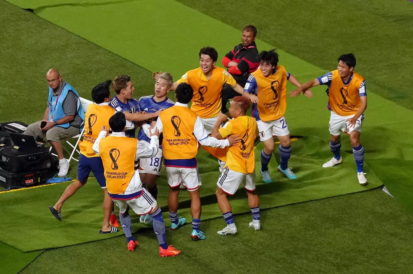Japan celebrate their second goal against Germany. Image: Alamy