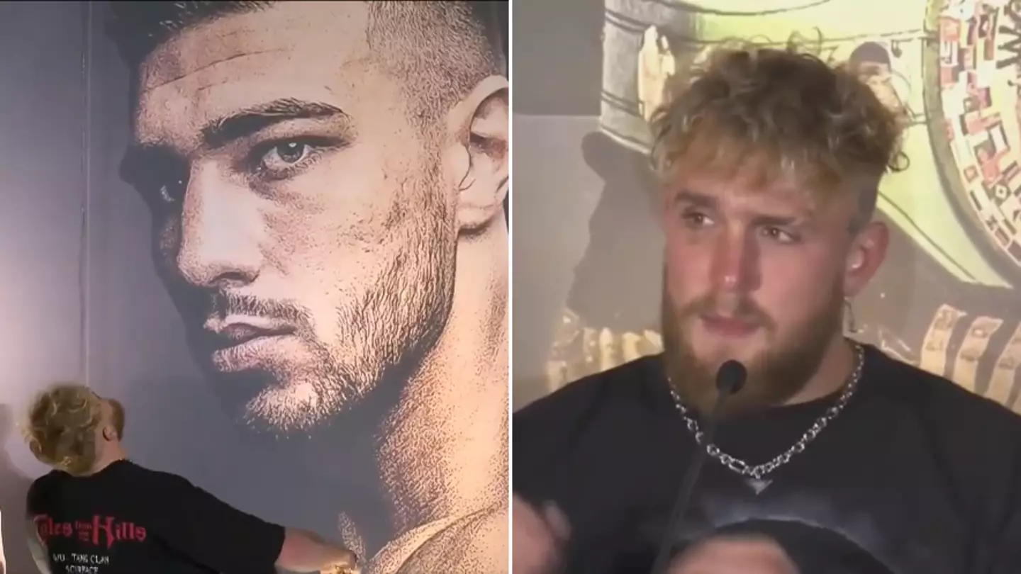 Jake Paul rips into Tommy Fury for missing their press conference, squares off with his poster instead